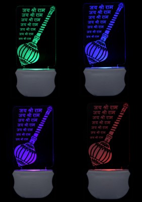 A.N. GLASS INTERNATIONAL The Lord Ram 3D illusion Led Night Lamp comes with 7 Multicolor (Pack of 4) Night Lamp(12 cm, Multicolor)