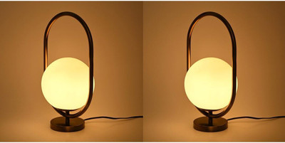 Somil Stylish Design Oval Shape Color Table Lamp With Decorative Glass Shade Table Lamp(34 cm, White)