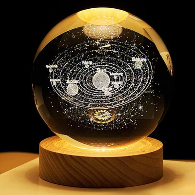 Attilio Crystal Ball Night Lamp,Solar System Crystal Ball Night Light Night Lamp(6 cm, Transparent)