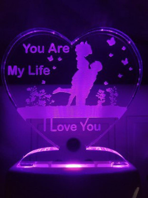 RPJ Trader Love You are my Life Couple Night Lamp with 7 Color Changing( Pack Of 1) Night Lamp(12 cm, Multicolor)