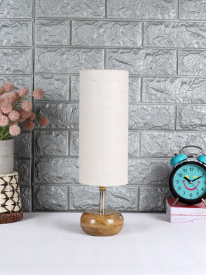 Devansh Wood table lamp with White Jute Shade Table Lamp(38.1 cm, White)