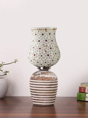 Devansh New Design Glass table lamp with wooden base Table Lamp(30 cm, MULTICOLOR 2)