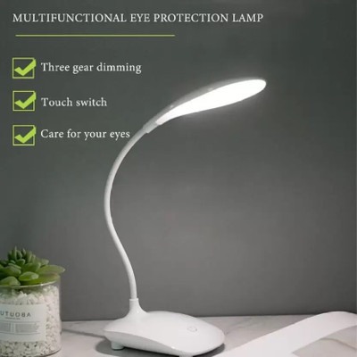 REXBURG Powerful Rechargeable Emergency Table Desk Lamp Reading light Study Lamp(12 cm, White)