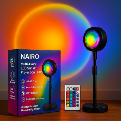 NAIRO 16 Color RGB Sunset Projection Lamp | Remote Control LED Mood Light Night Lamp(26 cm, Multicolor)