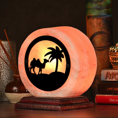 GLOBAL AROMA Himalayan Salt Lamp Natural 3D dessert camel Table Lamp(17.5 cm, Orange)