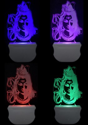 Stunmire The Lord Shiv 3D illusion Led Night Lamp comes with 7 Multicolor (Pack of 4) Night Lamp(12 cm, Multicolor)