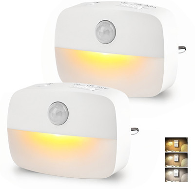 SUPVOX LED Night Light 3-Color Motion Sensor Smart Night Light for Bedroom or Kitchen Night Lamp(3.7 cm, White)