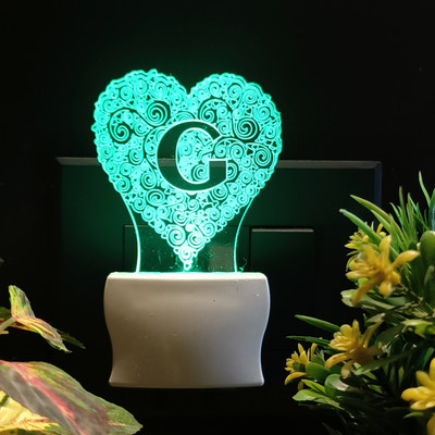 Gadgets World ALPHABET G Acrylic 3D Illusion RGB 7 Colour Changing LED Plug n Play Night Lamp(7 cm, n1SD0149-ALPHABET G)