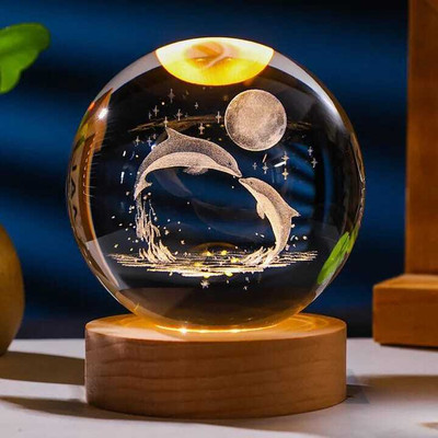 jkart 3D Crystal Ball Night Light - LED Light Hologram Glass Lamp Night Lamp(8 cm, Phantom)