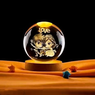 Menka crystal ball love, couple-02 Table Lamp(10 cm, Crystal Yellow)