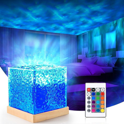 NPU 3D Ocean Wave Projector Lamp Romantic LED Night Light With Remote_NP513 Table Lamp