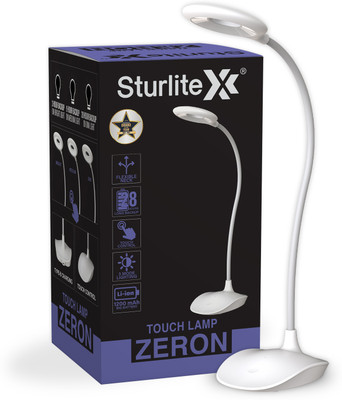 Sturlite Zeron 5W Rechargeable LED|(3 in 1) Dimmable Light|(3_28) Hr Backup Table Lamp(19 cm, White)