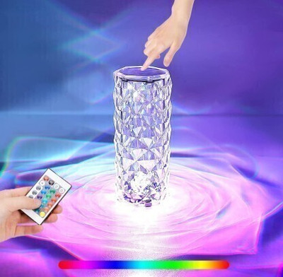 Taveesa Crystal Rose Diamond 16 Color RGB Changing Mode Led Night Lights h174 Night Lamp(21 cm, Multicolor)