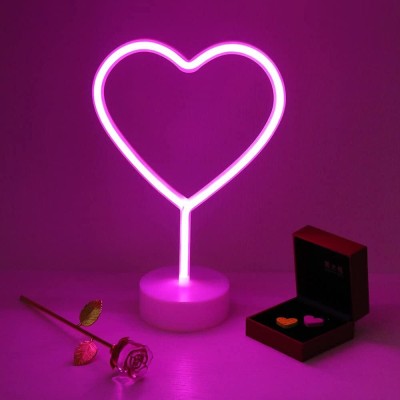 Marrone Neon Love Heart Signs with Base- Warm White Cupid Heart Neon Lights LED Light Night Lamp(30.5 cm, White)