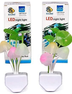 Gift O Demand LED Night Lamp Auto On/Off/Mushroom Lamp Smart Sensor (Pack of 2) Night Lamp(10 cm, Multicolor)