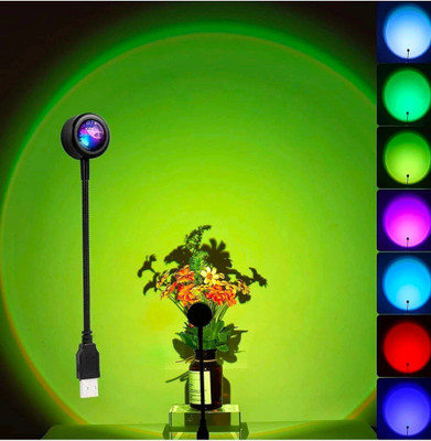 PAPLAJ ENTERPRISES Colorful USB sunset light RGB projection sunset atmosphere decoration LED Night Lamp(12 cm, Black)