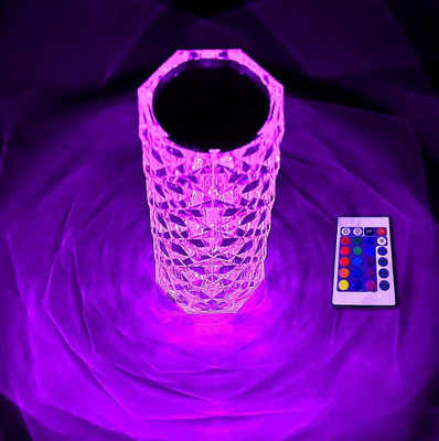 ALFONSIYAZ USB Rechargeable Dimmable Touch and Remote Control Romantic 16 Color Table Lamps Night Lamp(21 cm, Multicolor)