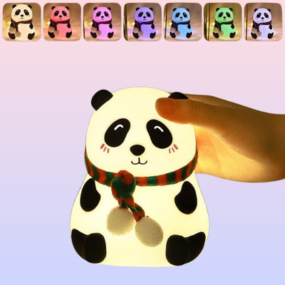 POLYGON Flexible Silicone Cartoon Panda Sleeping Lamp for Children as well as Room Night Lamp(12 cm, Multicolor)