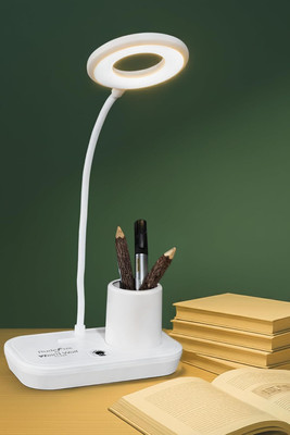 Rudefox by Weird Wolf 3 Colour Mode Rechargeable, Flexible Gooseneck LED Reading / Desk/ Study Lamp(44.5 cm, White)
