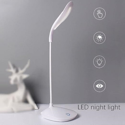 AKR Table lamp Shadeless Fashion Flexible Neck LED Reading Eye Protection Study Desk Lamp Brightness Switch Dimmer LED Table Lamp Table Lamp (40 cm, White) Table Lamp(20 cm, White)