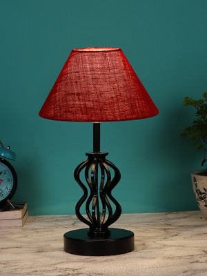 Devansh Maroon Jute Table Lamp With Iron Base Table Lamp(37.4 cm, Maroon)