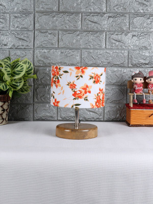 Devansh Wood table lamp with Multicolor cotton Shade Night Lamp(30 cm, Multicolor)