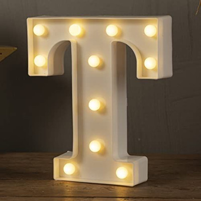Midas luxe MARQUEE LED LETTER(T) Table Lamp(22 cm, White)