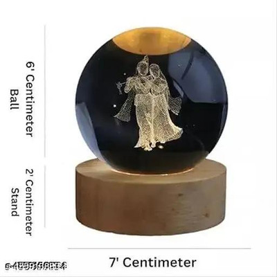 vedaantshop Lord Radha Krishna USB Lamp - Crystal Ball Night Light for Home Decoration Night Lamp(8 cm, Transparent)