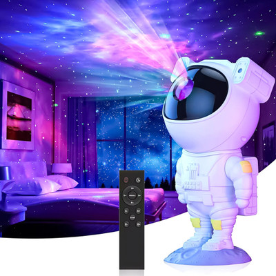 Roseleaf Astronaut Galaxy Projector on Attractive Moon Base (360° Rotatable) Night Lamp(22.5 cm, White)