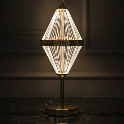 futurkart Premium Iron + Acrylic Table Lamp Table Lamp(36 cm, Golden, Acrylic)