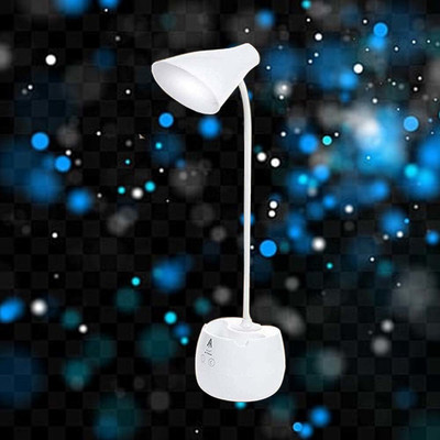 AKARI LED Bright Adjustable Table Lamp Rechargeable USB Emergency Study Lamp Study Lamp(43.1 cm, White)