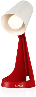 HAVELLS Moderna B22 Lamp Base Table Lamp(30 cm, Red & White)