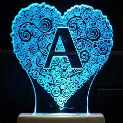 Gadgets World ALPHABET A Acrylic 3D Illusion RGB 7 Colour Changing LED Plug n Play Night Lamp(7 cm, nSD0149-ALPHABET A)