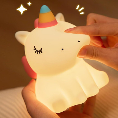 UNZAG Unicorn Creative Silicone Table Lamp_USB Rechargeable Animal Lamp Bedroom Night Night Lamp(13.1 cm, Warm White)