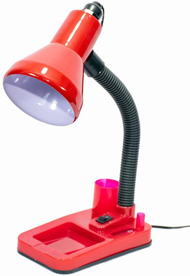 Caleta Study Lamp for Students with Metal Shade and Plastic Base | 316 Model (Red) Study Lamp(38.1 cm, Red)