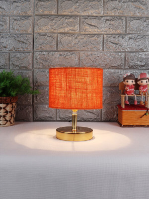 Devansh Metal table lamp with Orange Jute Shade Night Lamp(30 cm, Orange)
