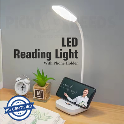 Pick Ur Needs Rechargeable Table Lamp With 3 Multiple LED Light Touch Sensor Type C Charging Study Lamp(11 cm, White)
