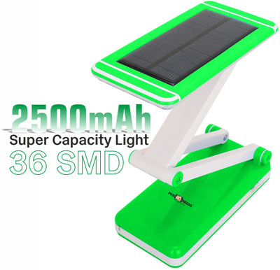 Daily Needs Shop Solar Rechargeable 36 SMD LED 2 Mode Foldable Design With Mobile Charging Solar Table Lamp(6 cm, Green)