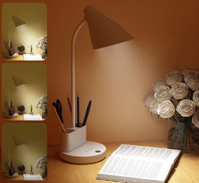 AKR Powerful Rechargeable lamp with Pen Holder & Mobile Stand 3 Dimmable Lights Study Lamp(42 cm, White)