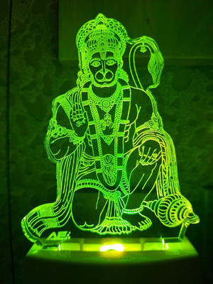 Grishma Fashion Acrylic Color Changing 3D Visual Illusion LED Multicolor Night Lamp Hanuman_01 Night Lamp(10 cm, Multicolor)