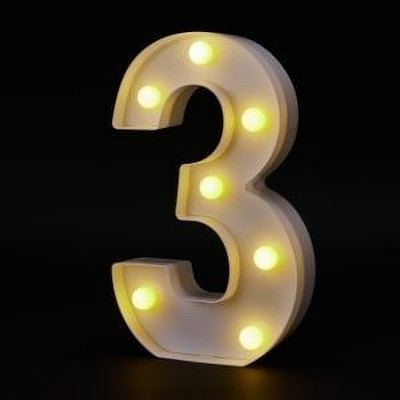 Midas luxe led light letter marquee number of (3) Table Lamp(22 cm, White)