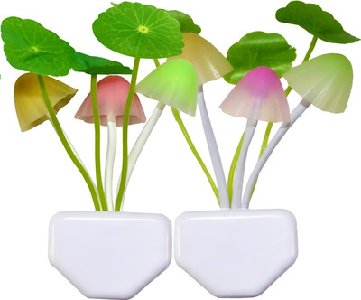 ECOMENERTPRISES Mushroom & Flower Color-Changing LED With Light Sensor Decorative Night Lamp(13.5 cm, White)