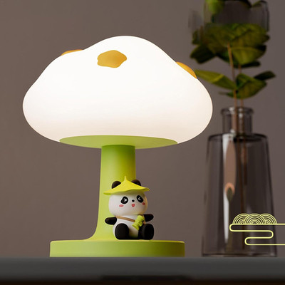 Trade Zone Silicone Mushroom Panda Design Night Lamp With 3 Level of Adjustable Brightness Night Lamp(10 cm, Multicolor)