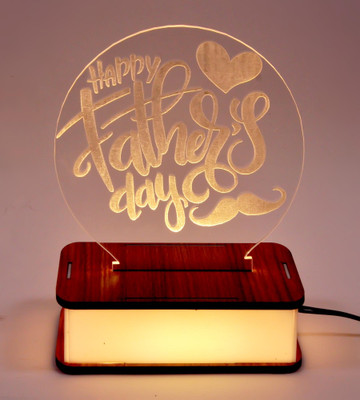 Somil Happy Fathers 3D Illusion Table Lamp Table Lamp(17 cm, White)