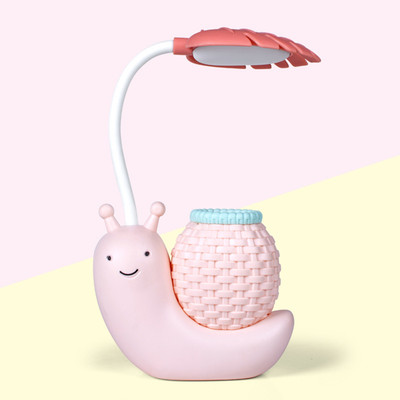 Flezny Snail Cartoon Pen Holder and USB Rechargeable Desk Lamp Study Lamp(7.5 cm, Light Pink)