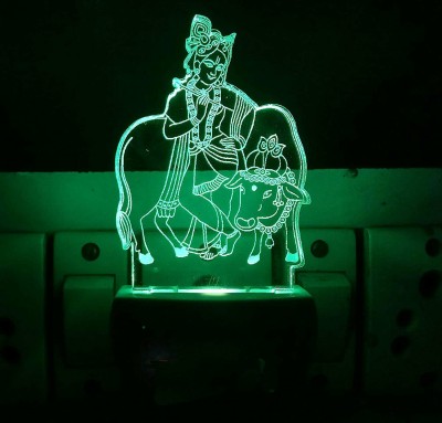 Shree Shyam The Shri Krishna 3D Illusion Night Lamp Comes with 7 Multicolor (PACK OF 4) Night Lamp(12 cm, Multicolor)