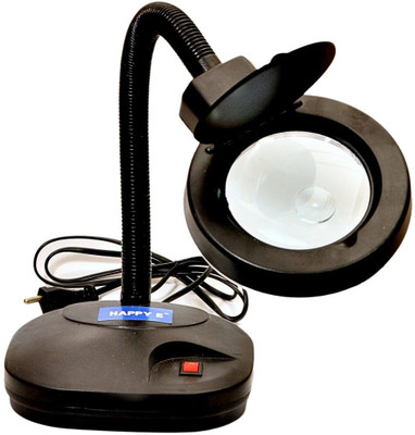 HAPPY-E 5X 10X Light-Weight Portable Tabletop Gooseneck Led Magnifying Glass for Reading Table Lamp(45 cm, Black)