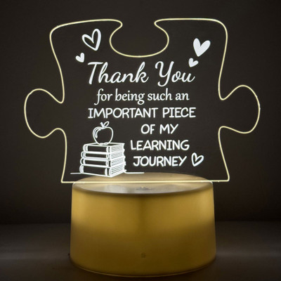 SNAPTRAP Best Gift item for Teacher Mentor Guru Colleague Acrylic Led Side Table Lamp Night Lamp(18 cm, Warm White)