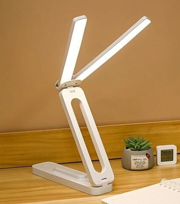 Bonafide Double Head Portable Rechargeable Desk Lamp Large Lighting Range for all Spaces Study Lamp(5 cm, White)