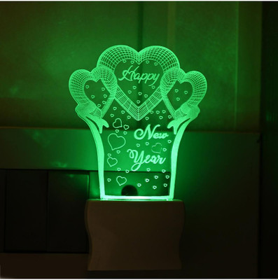 AFAST 3D Illusion Effect Happy New Year Sahpe LED Night Lamp, Self Color Changing Night Lamp(11.5 cm, Multicolor)